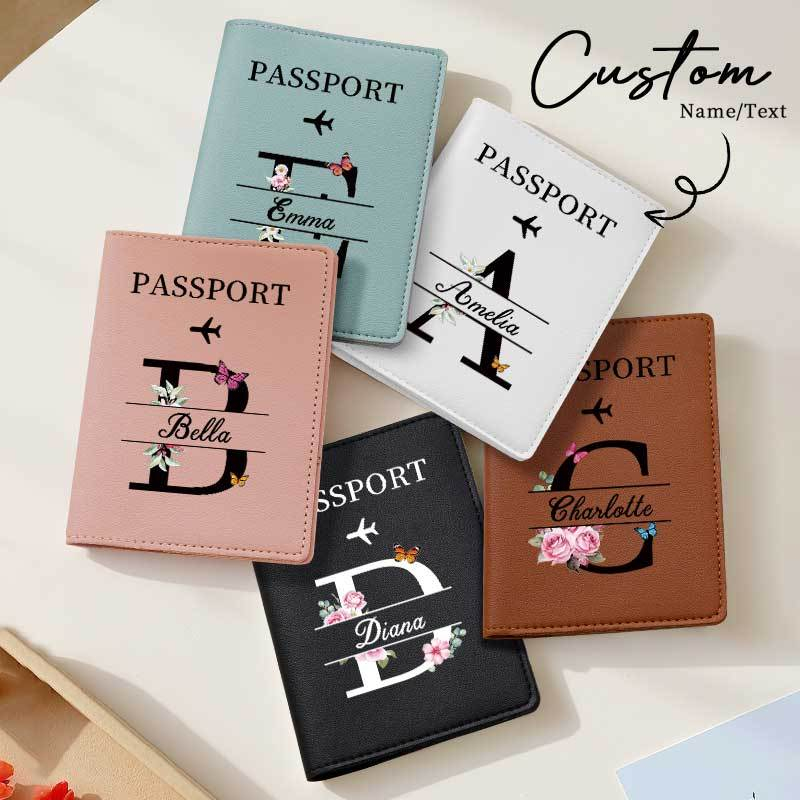 Men Accessories Name - Personalized Brown Passport Holder Custom Name